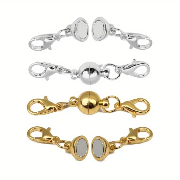 NEW 2pcs Round Shiny Alloy Magnetic Clasp Connectors Necklace/Bracelet - Picture 3 of 4